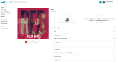 Taylor Swift's albums are still on Rdio.