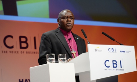 The Archbishop of York Dr John Sentamu addresses the CBI annual conference in London.