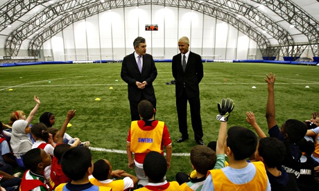 Gordon Brown visits David Beckham's academy