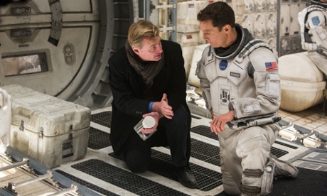 Christopher Nolan with Matthew McConaughey on the set of Interstellar