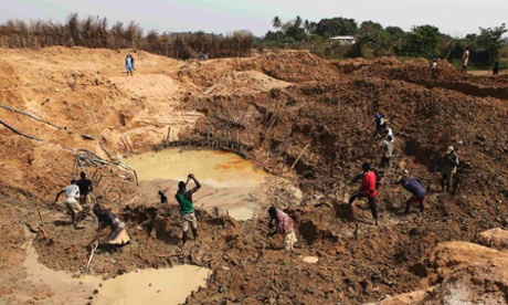 Diamond miners in eastern Sierra Leone.