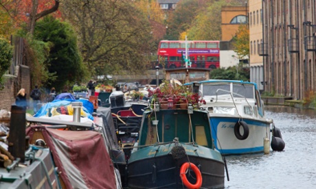 Canal boats on the Regent's canal in London.