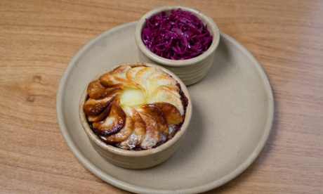 Lancashire hotpot in a round baking dish