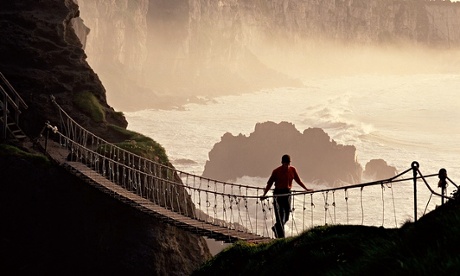 Carrick-a-Rede rope bridge, Co. Antrim Northern Ireland. Image shot 2002. Exact date unknown.
