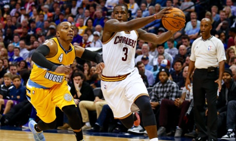 Cleveland Cavaliers guard Dion Waiters driving to the net against the Denver Nuggets’ Randy Foye