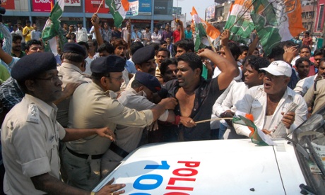 Protesters took to the streets in central India 