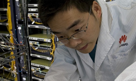 Shenzhen, Guangdong: an R&D engineer works on equipment maintenance at Huawei Technologies Co.