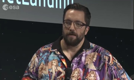 A screengrab of Rosetta project scientist Dr Matt Taylor on Esa's livestream.