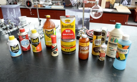 Original SC Johnson household products from the 1950s that were developed in the research tower.
