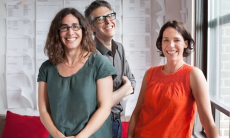 Sarah Koenig and Julie Snyder, executive producers of Serial, with Ira Glass, producer of This American Life.
