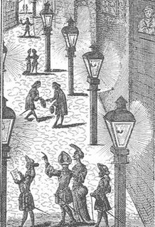 An etching of street lighting in Leipzig