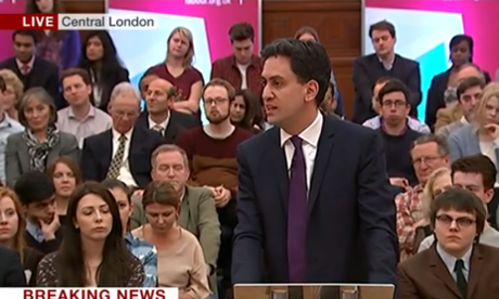 Ed Miliband speaking at the Senate House