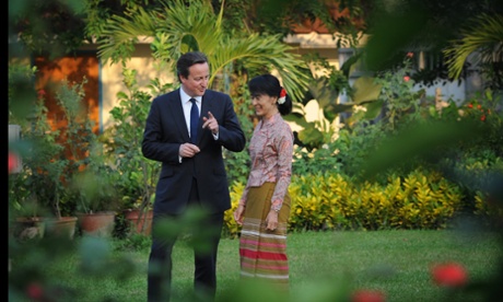 UK PM David Cameron with democracy icon Aung San Suu Kyi, who has been campaigning to change the constitution to limit the military’s power