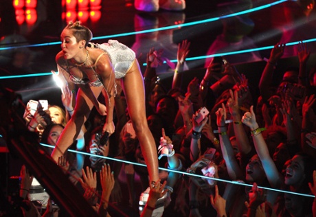 Miley Cyrus performs at the MTV Video Music Awards in 2013.