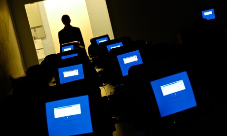 computer monitors in an office