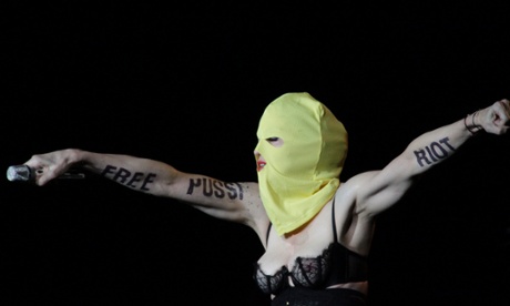 Madonna shows her support for Pussy Riot during a 2012 gig.