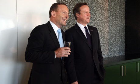 Australian Prime Minister Tony Abbott and David Cameron.