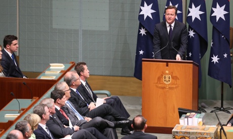 British Prime Minister David Cameron speaks to parliament.