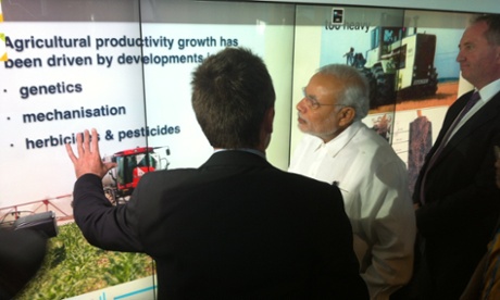 Indian prime minister Narendra Modi with agriculture minister Barnaby Joyce.