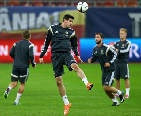 Kyle Lafferty in training with Northern Ireland.