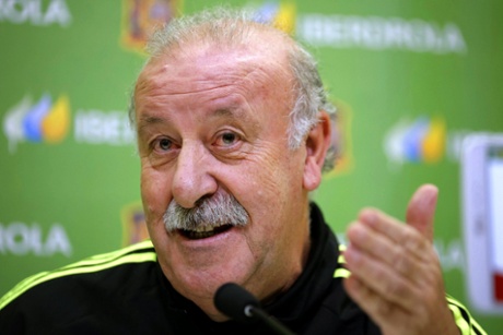 Vicente del Bosque speaks in Madrid before the game with Belarus.