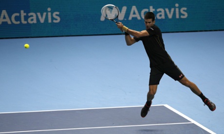 Novak Djokovic in full flight.