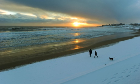 Salty dog… a wintry walk on the beach at Tynemouth.