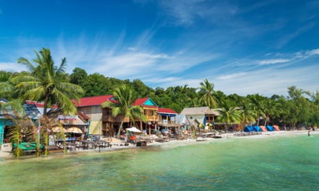 Beach bars on Koh Rong, Cambodia.