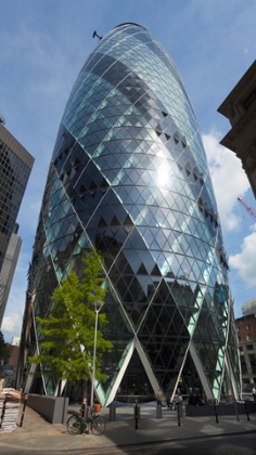 The Gherkin, or Swiss Tower building in London.