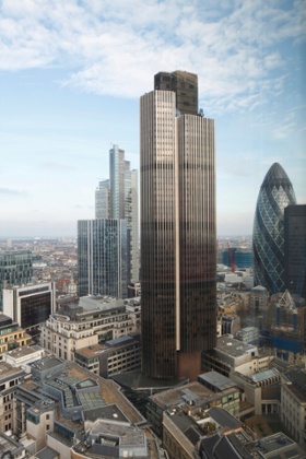 View over London towards the Heron twoer.