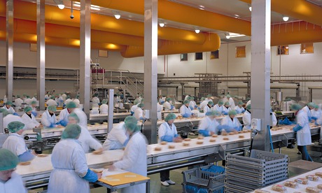 Sandwich production at Greencore's factory. The company turns over £25m a week supplying M&S, Waitro