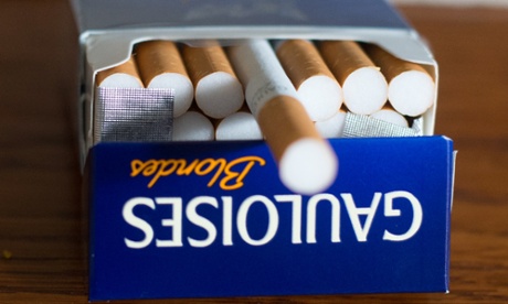 A packet of Gauloises Blondes cigarettes.