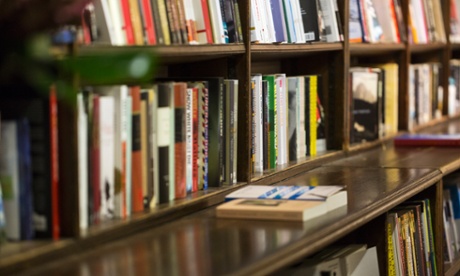 Bookshelves in book shop