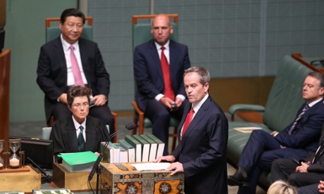 Opposition Leader Bill Shorten addresses a special joint sitting of the house to hear an address for the  President of the Peoples Republic of China Mr Xi Jinping Parliament House Canberra this afternoon, Monday 17th November 2014.