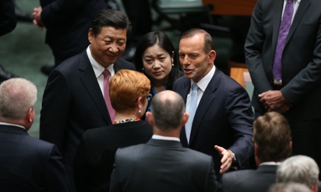 The President of the Peoples Republic of China Mr Xi Jinping after addressing a special joint sitting of the Reps chamber of Parliament House Canberra this afternoon, Monday 17th November 2014.