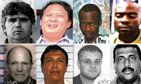 Interpol wanted Operation Infra-Terra (top row from left to right): Adriano Giacobone, Sudiman Sunoto, Bhekumusa Mawillis Shiba and Ben Simasiku; (bottom raw from left to right): Nicolaas Antonius Cornelis Maria Duindam, Ariel Bustamante Sanchez, Sergey Darminov and Feisal Mohamed Ali