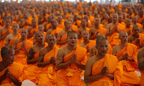 Buddhist monks meditating