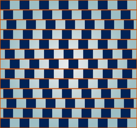 Optical illusion of bent straight lines.