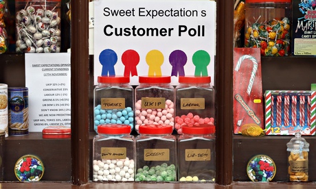 A customer poll on the Rochester and Strood bylection on display in the Sweet Expectations shop