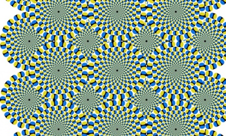 A Kitaoka-inspired illusion of discs that seem to rotate.