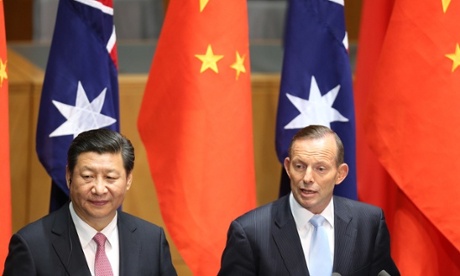 Chinese president Xi Jinping with Australian prime minister Tony Abbott.
