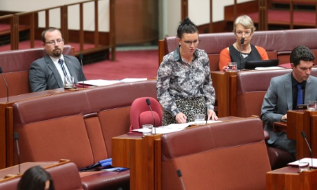 Senator Jacqui Lambie during question time in the senate this afternoon, Tuesday 18th October 2014.