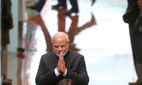 The Prime Minister of the Republic of India Narendra Modi arrives to address a joint sitting of Parliament in the Reps chamber in Parliament House Canberra this morning, Tuesday 18th November 2014.