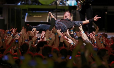 Bruce Springsteen surfs the crowd during his Wrecking Ball world tour.