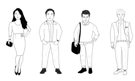 YouGov's impression of typical fans of (l-r) Apple, Samsung, Google and Microsoft.