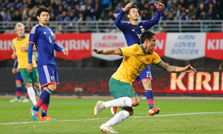 Cahill gets his obligatory headed goal. Photo: REUTERS/Thomas Peter.