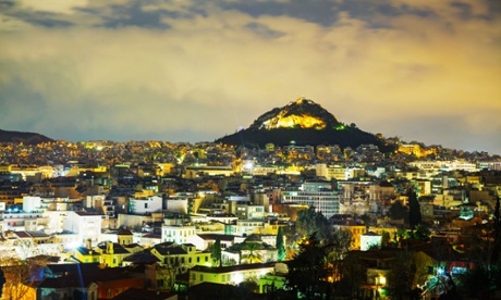 Overview of Athens in the night