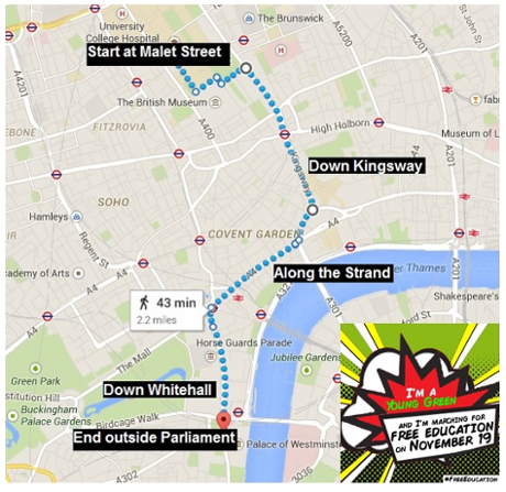 Route map of the student march.