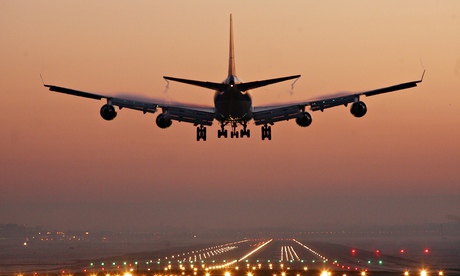 A plane prepares to land at Gatwick
