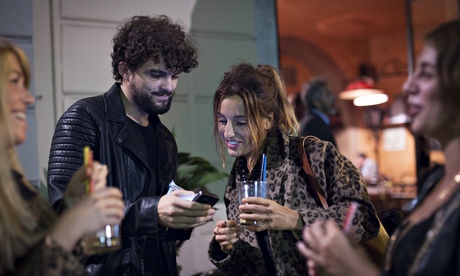 Morwenna with a man in a bar